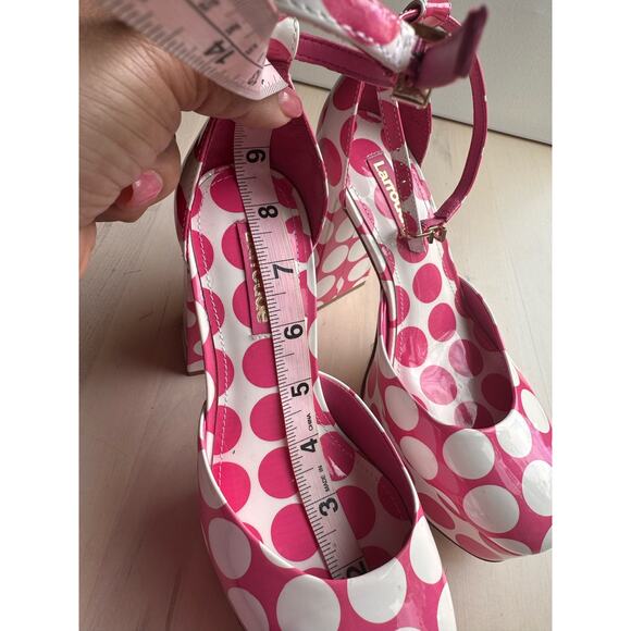 Larroudé Ari Polka Dot Patent Leather Ankle-Strap Platform Pumps size 5.5 - Picture 3 of 10
